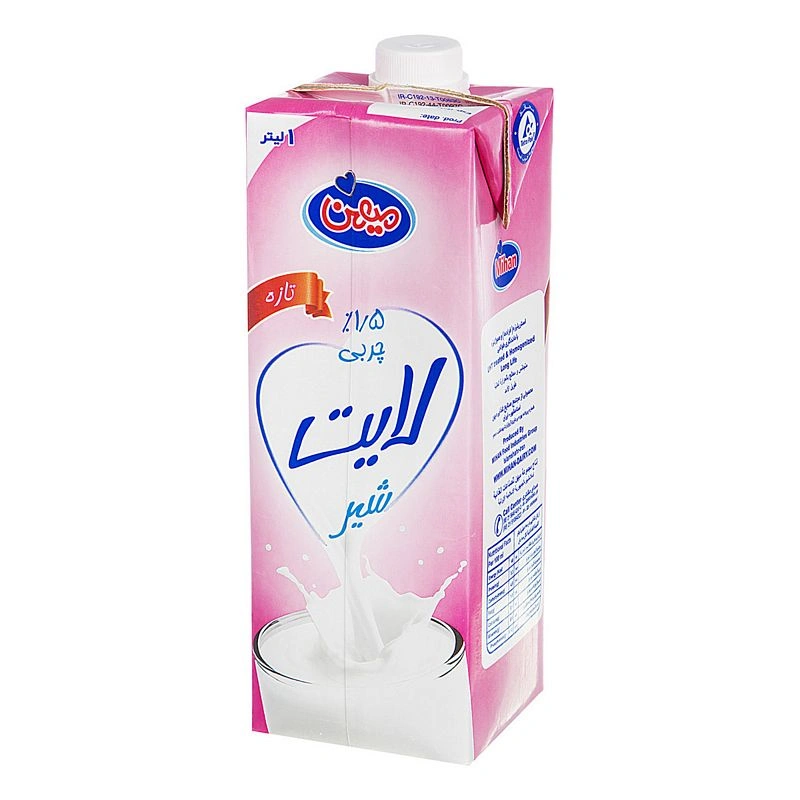 شیر ساده کم چرب اسکوئر 1 لیتری میهن