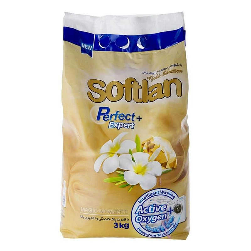 پودر ماشین لباسشویی+ رشته صابون 3کیلوگرمی سافتلن طلایی