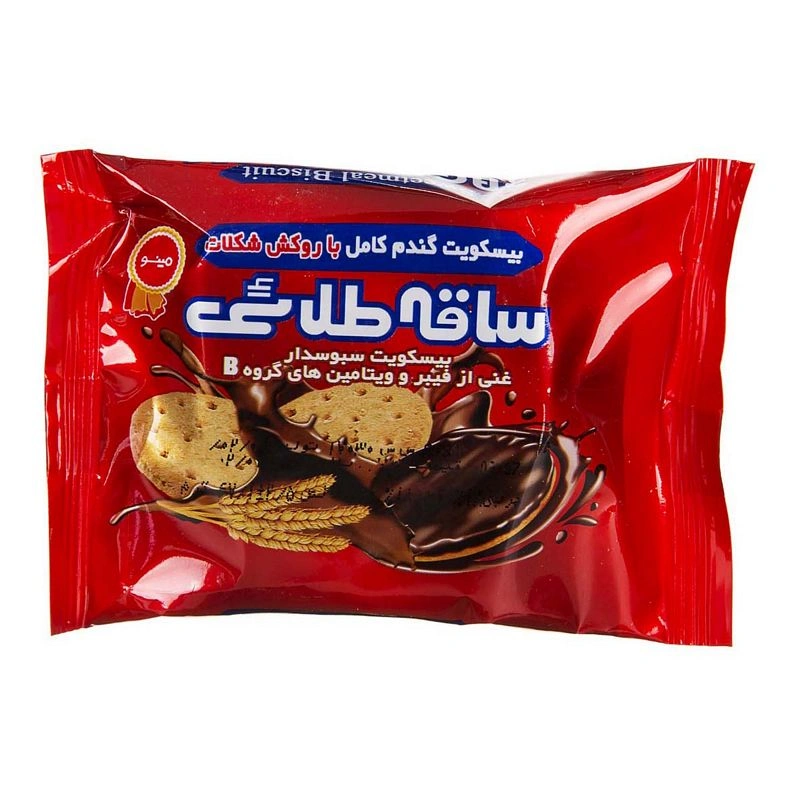 بیسکوییت سبوسدارباروکش شکلاتی مینو