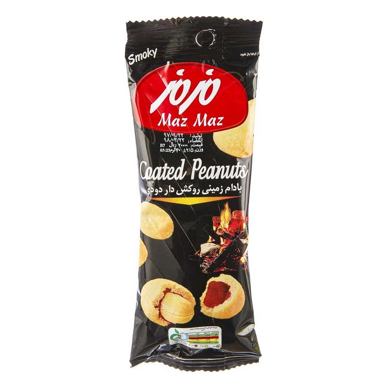 بادام زمینی روکشدار دودی 40 گرم مزمز