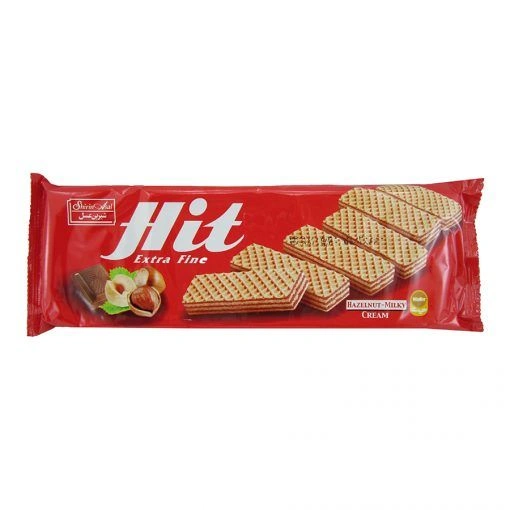 ویفر بزرگ کرم شیری و فندقی 150گ هیت