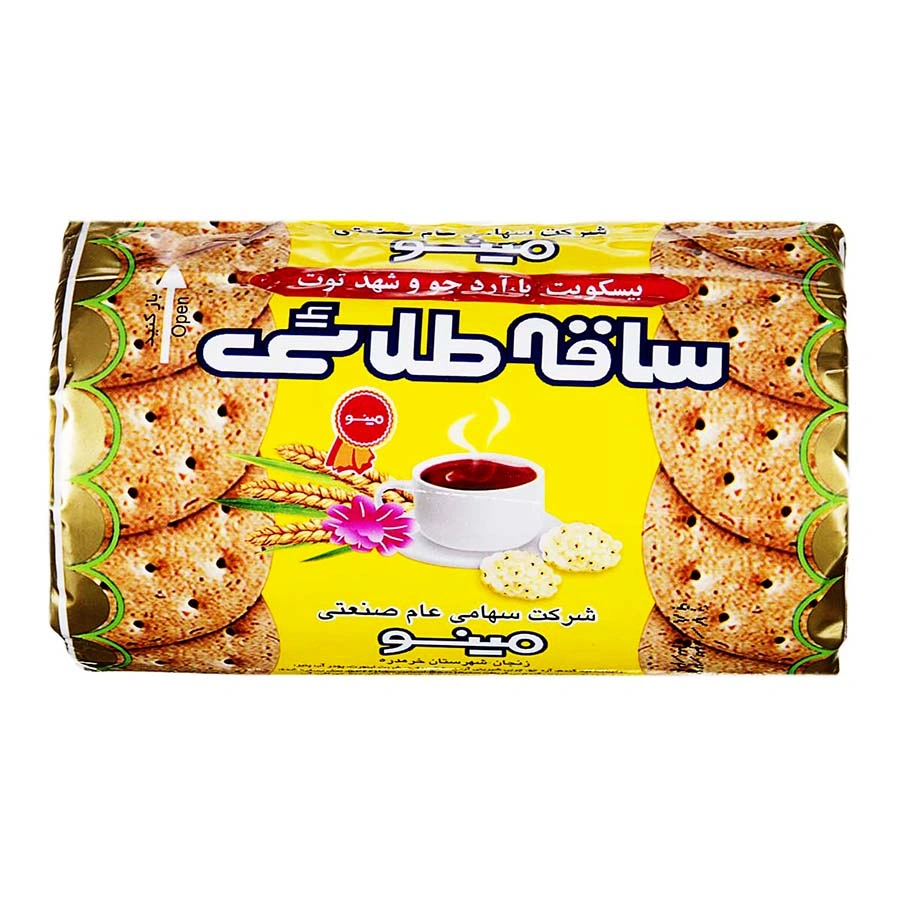 بیسکویت آرد جو و شهد توت ساقه طلایی مینو