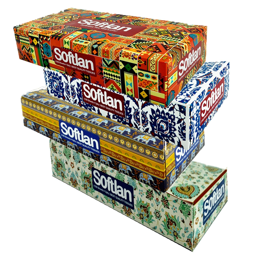 دستمال کاغذی 100برگ دولایه جعبه ای سافتلن