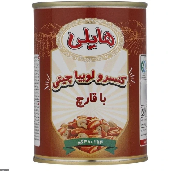 کنسرو لوبیا چیتی با قارچ 380گرم هایلی