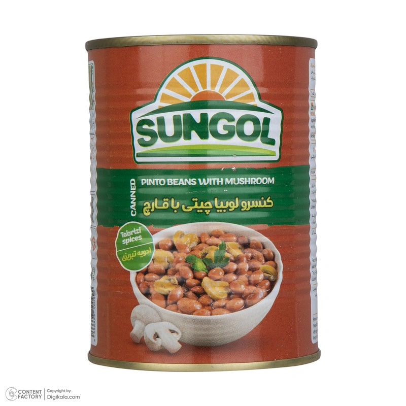 کنسرو لوبیا چیتی با قارچ 380گرم سان گل