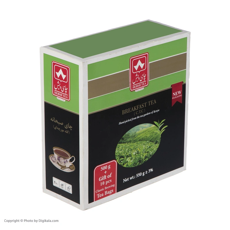 پک چای سیاه کله مورچه ای 500گ +10عدد تی بگ دبش