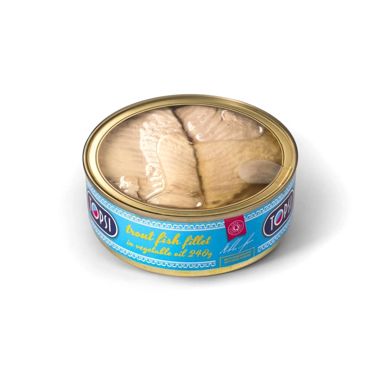 کنسرو فیله ماهی قزل آلا در روغن گیاهی تاپسی