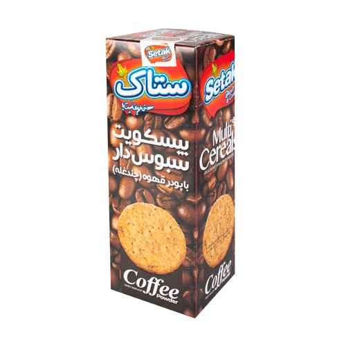 بسکوئیت سبوسدار چند غله با پودر قهوه ستاک