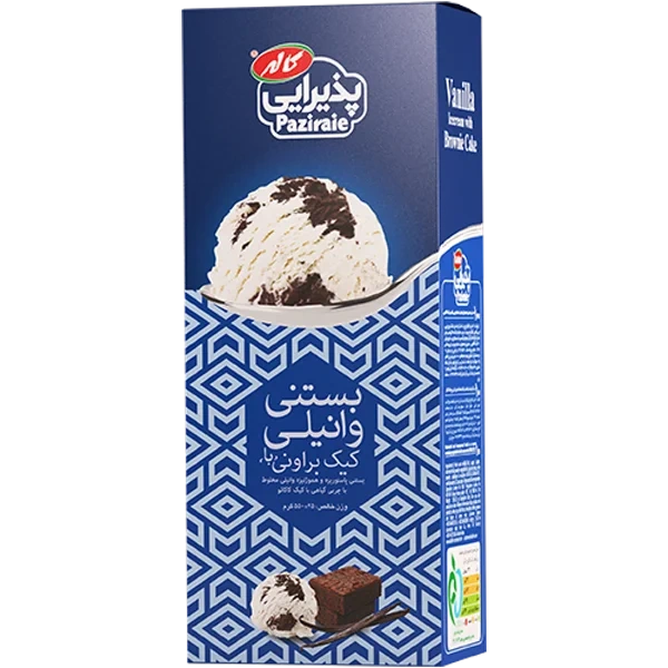 بستنی پاکتی وانیلی با کیک براونی 1لیتری کاله