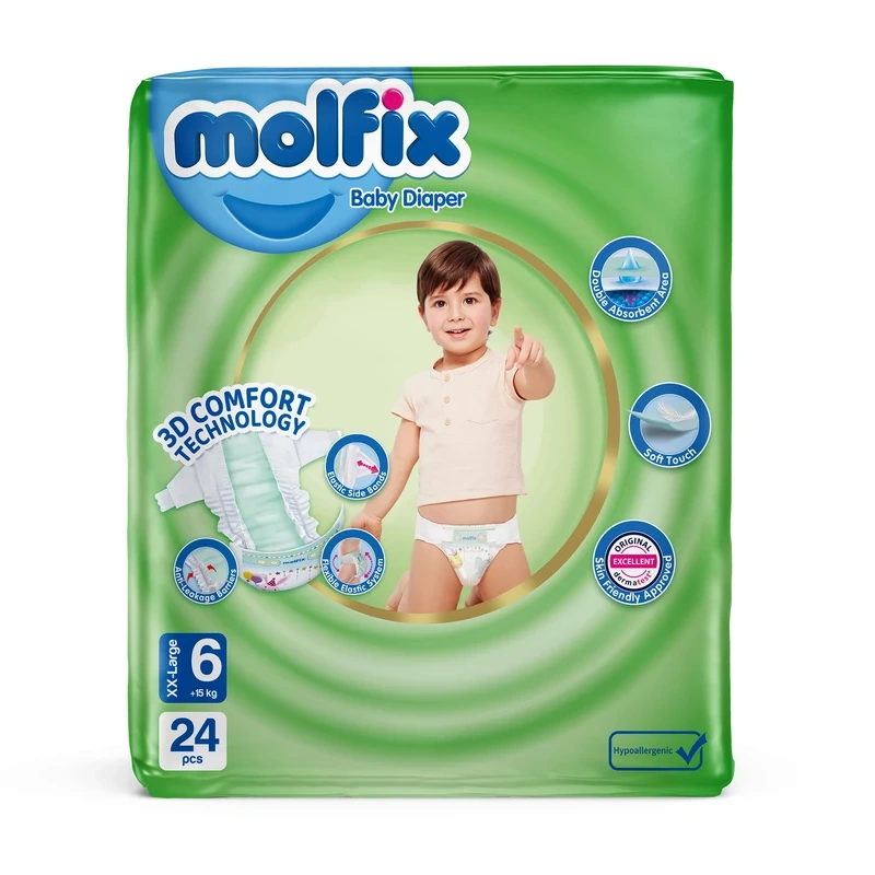 پوشک بچه 24 عددی سایز6 مولفیکس