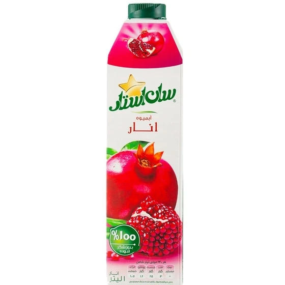 آب انار 100% بدون شکر 1لیتر سان استار
