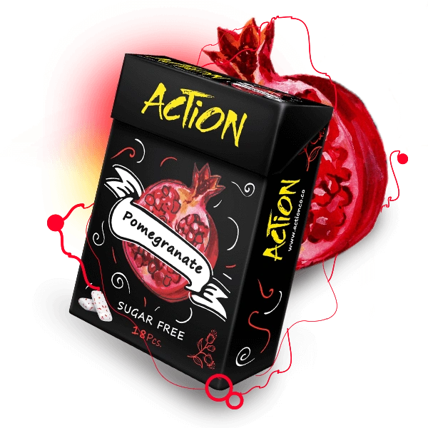 آدامس بدون شکر انار 18تایی مدل فلیپ تاپ اکشن