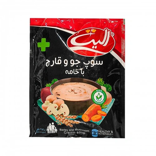 سوپ نیمه آماده جو و قارچ با خامه الیت پلاس