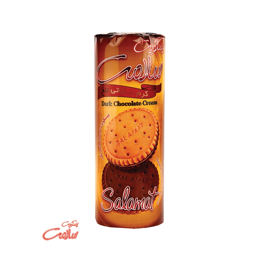 بیسکوییت کرمدار لوله شکلات تلخ دورنگ سلامت