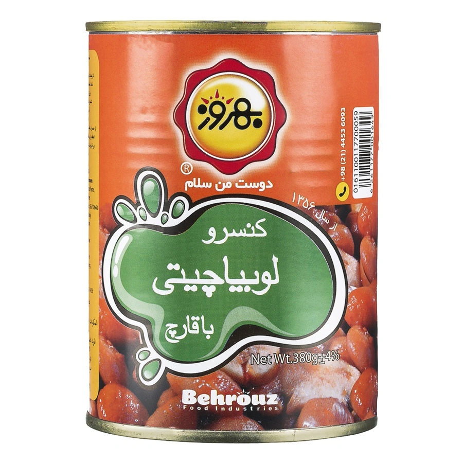 کنسرو لوبیا چیتی با قارچ 380گ بهروز