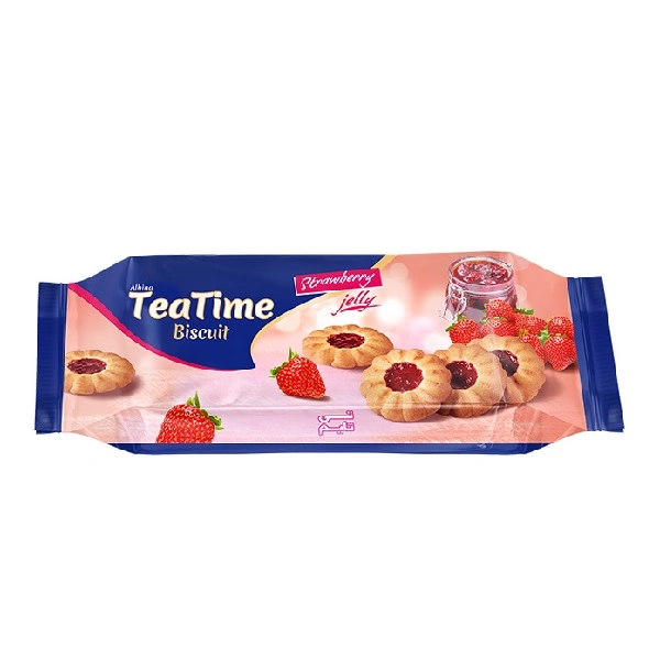 بیسکویت با مربای توت فرنگی 150گ تی تایم شیرین عسل