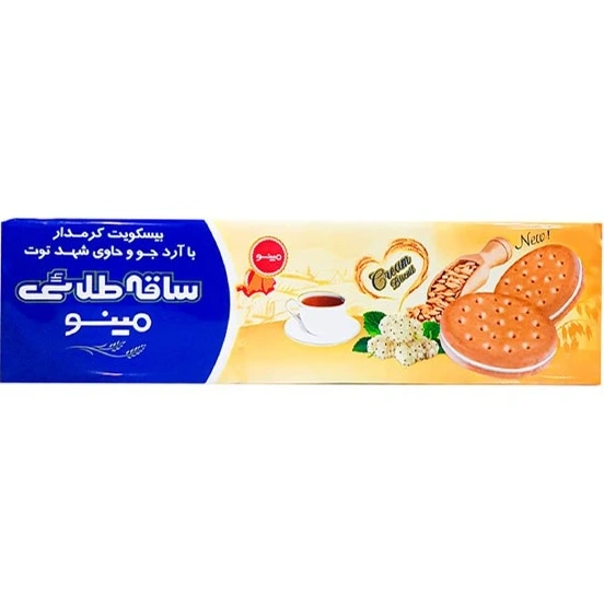 بیسکویت ساقه طلایی کرمدار آرد جو و شهد توت مینو