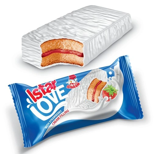 کیک کرمدار توت فرنگی روکش سفید ایسترم