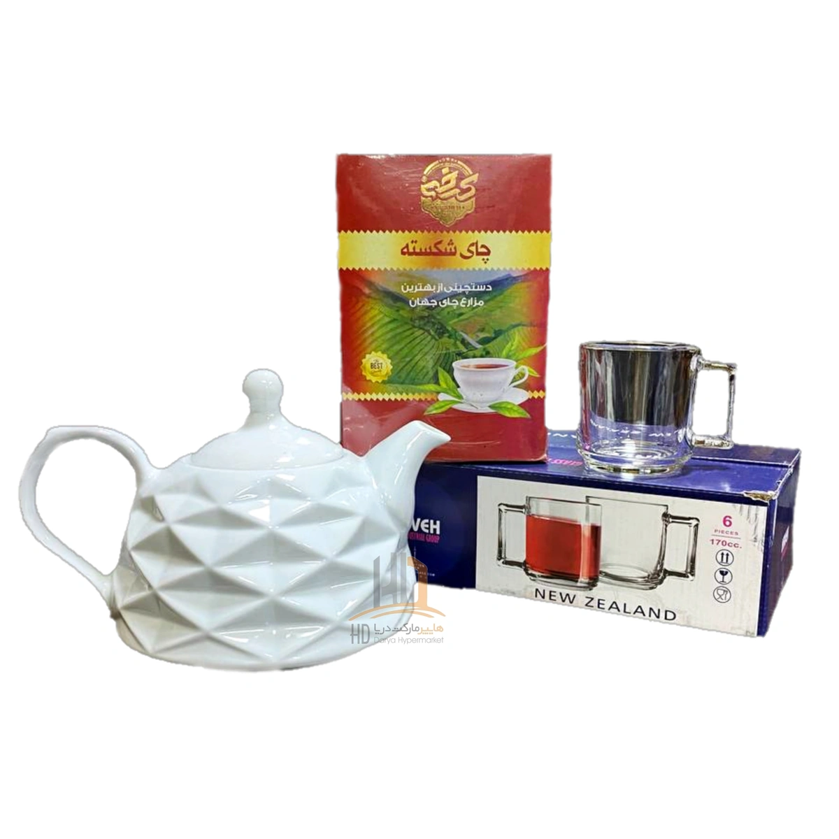 چای شکسته خارجی 400گرم کرخه + قوری + لیوان