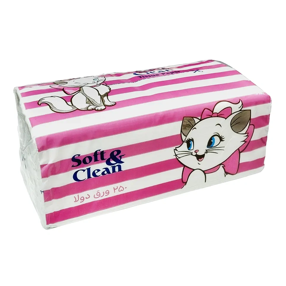 دستمال 250برگ دولایه اقتصادی سافت کلین