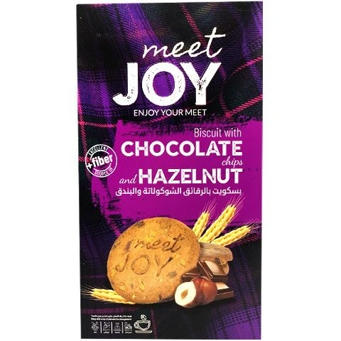 بیسکوییت با تکه های شکلات و فندق 200گرم جوی