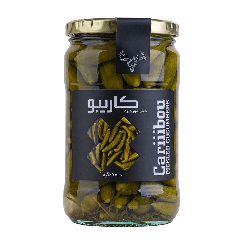 خیارشور ممتاز شیشه 670گرم کاریبو
