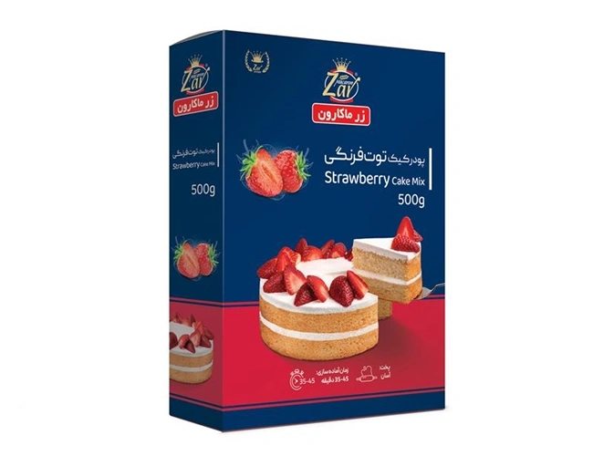 پودر کیک توت فرنگی 500گرم زرماکارون