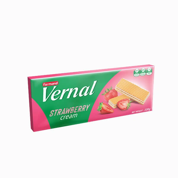 ویفر کرم توت فرنگی 100گرم ورنال فرمند