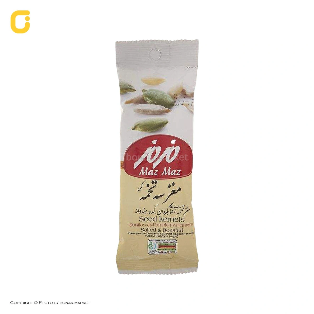 مغز سه تخمه نمکی 40 گرم مزمز