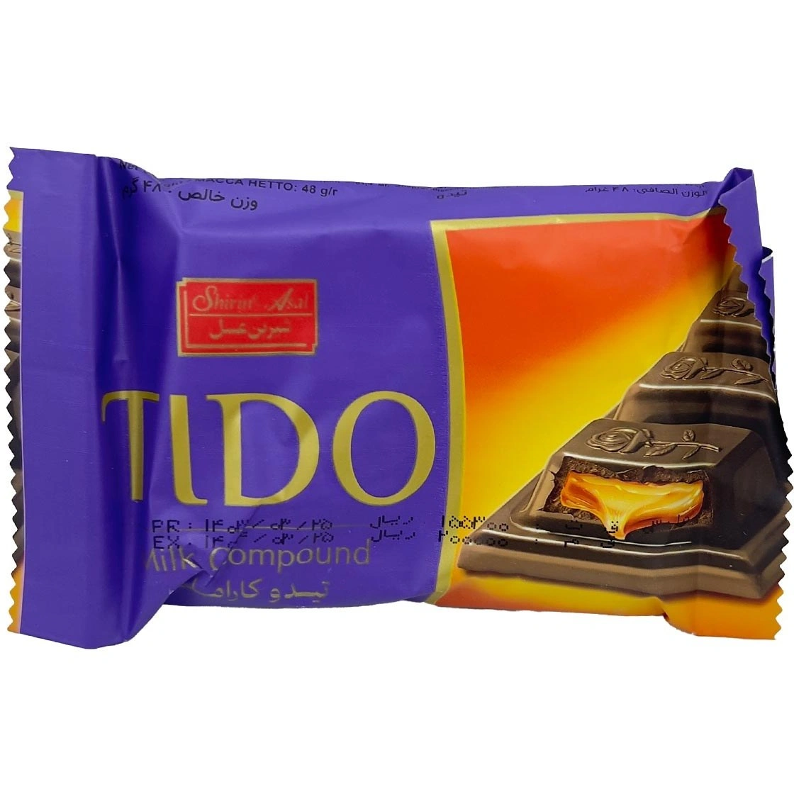 شکلات شیری مغزی کارامل 48گرم تیدو شیرین عسل
