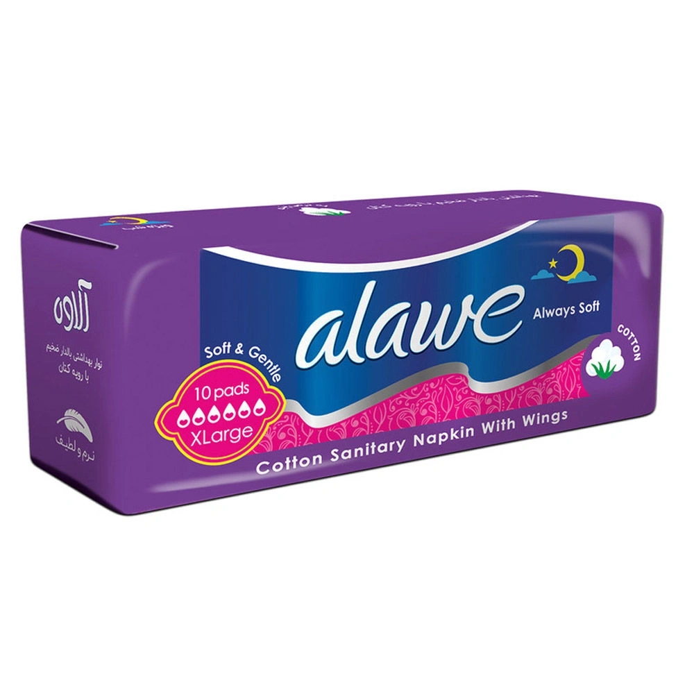 نوار بهداشتی بالدار خیلی بزرگ با رویه کتان آلاوه