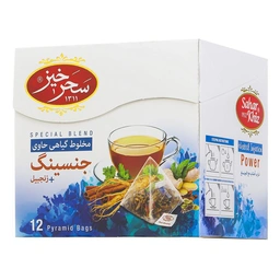 دمنوش مخلوط جنسینگ + زنجبیل 12عددی سحرخیز