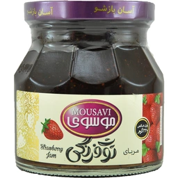 مربا شیشه ای توت فرنگی موسوی320گ