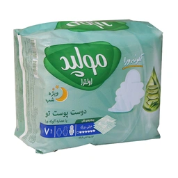 نوار بهداشتی با عصاره آلوئه ورا 10عددی خیلی بزرگ ویژه شب مولپد