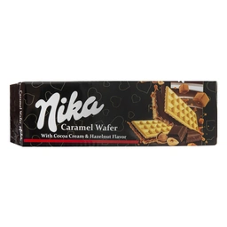 ویفر کاراملی با کرم کاکائو فندق نیکا