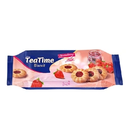بیسکویت با مربای توت فرنگی 150گ تی تایم شیرین عسل