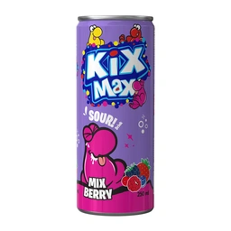 نوشابه گازدار قوطی باطعم میوه های جنگلی کیکس مکس