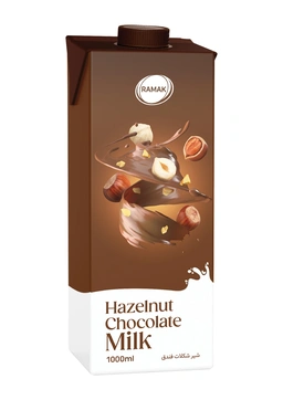 شیر شکلات فندقی پاکتی 1000میل رامک