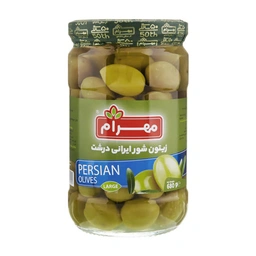 زیتون شور 680گرم شیشه ای مهرام