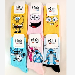 جوراب ساقدار طرحدار پنبه